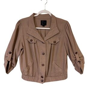 Mine Jacket Taupe‎ Large Button Front Utility Lightweight Spring Neutral